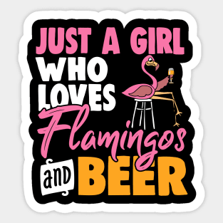 Womens Flamingo product I Just A Girl Who Loves Flamingos And Beer Sticker